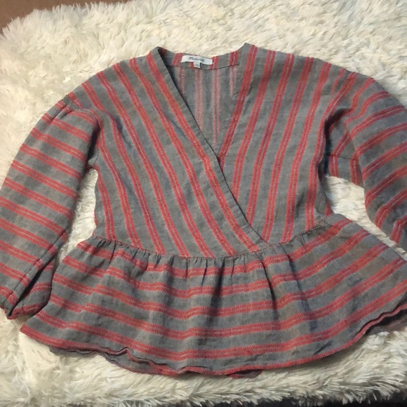 Madewell puffy 3/4 sleeve blouse with peplum - Picture 2 of 9